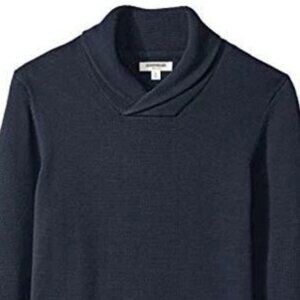 Men's "NEW" Soft Cotton Shawl-Collar Sweater, Solid Navy, Size XX-Large Tall